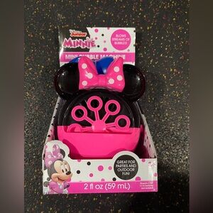 Disney Junior Minnie Mouse Bubble Machine Bubble Blower with 2 oz of Bubbles.